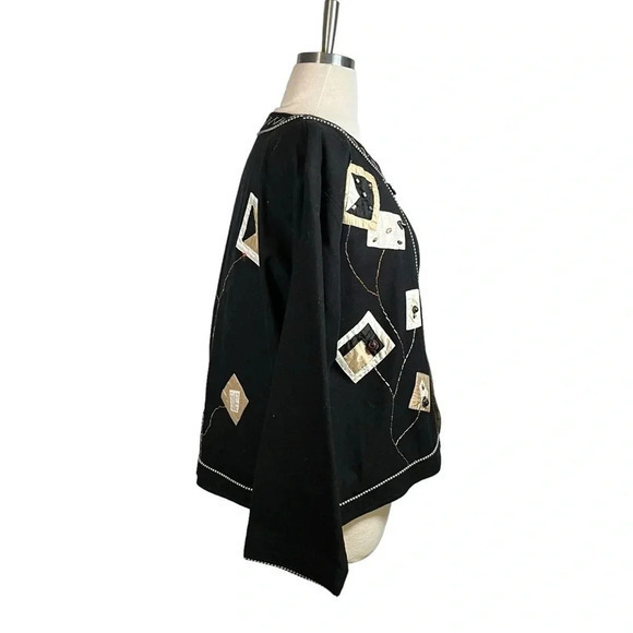 Yak Magik  Fun Funky‎ Embellished Cotton Silk Vintage Jacket Women Size Large - Picture 8 of 12